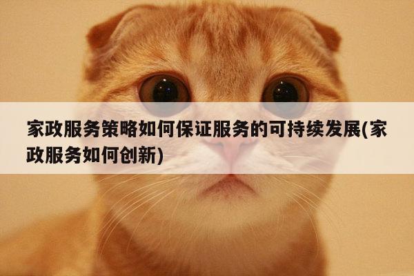 家政服务策略如何保证服务的可持续发展(家政服务如何创新)