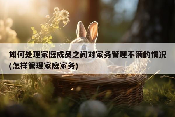 如何处理家庭成员之间对家务管理不满的情况(怎样管理家庭家务)